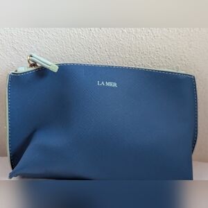 La Mer Logo Blue & Green Cosmetic Makeup Bag NWOT